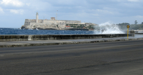 Splash onto seawall