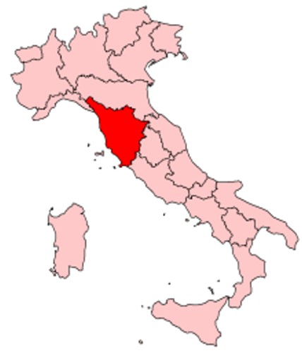 Tuscany within Italy - map