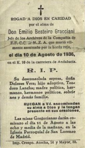 Emilio Besteiro's Death Announcement