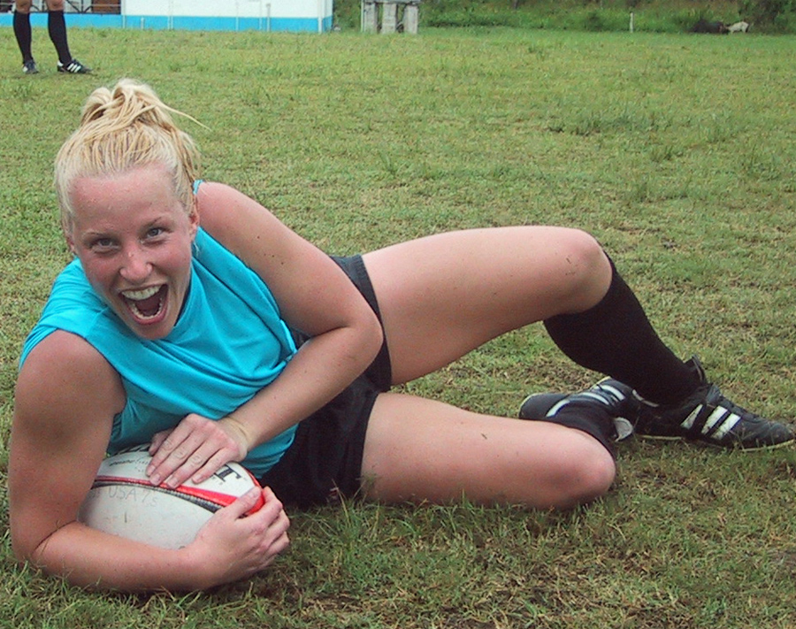 Jen relaxes at practice