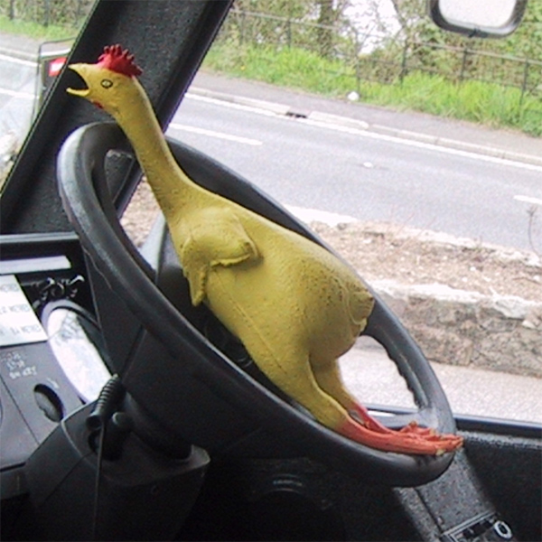 Chicken on wheel