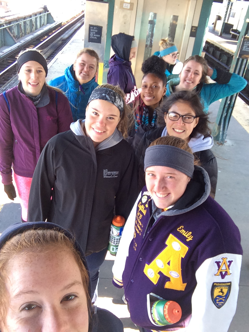 Team at
          elevated subway stop