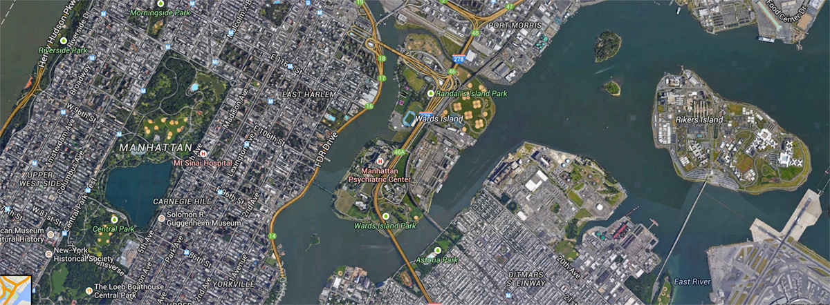 Satellite view of Randall's Island