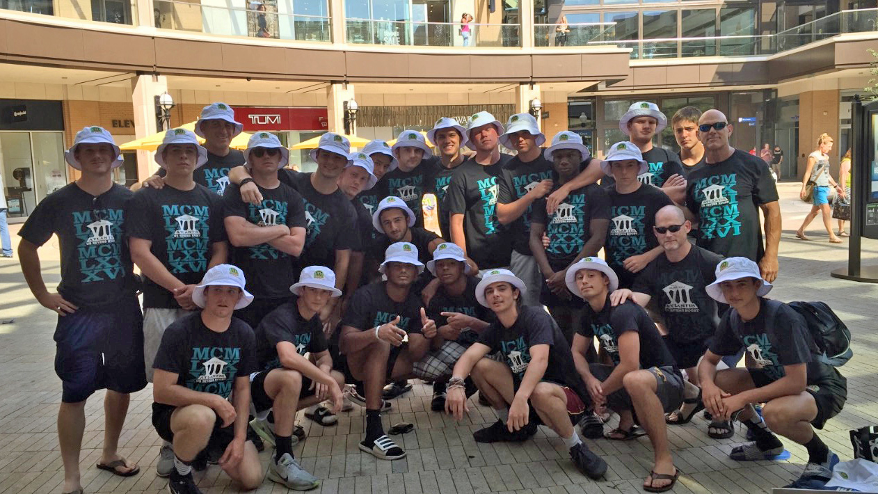 Combined boys teams at lunch before tournament